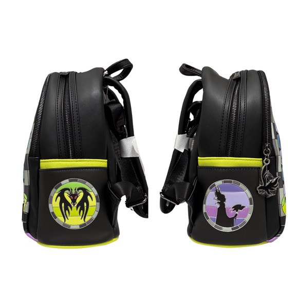 NWT Disney Loungefly Sleeping Beauty Maleficent Stained Glass Mini Backpack - Picture 2 of 8